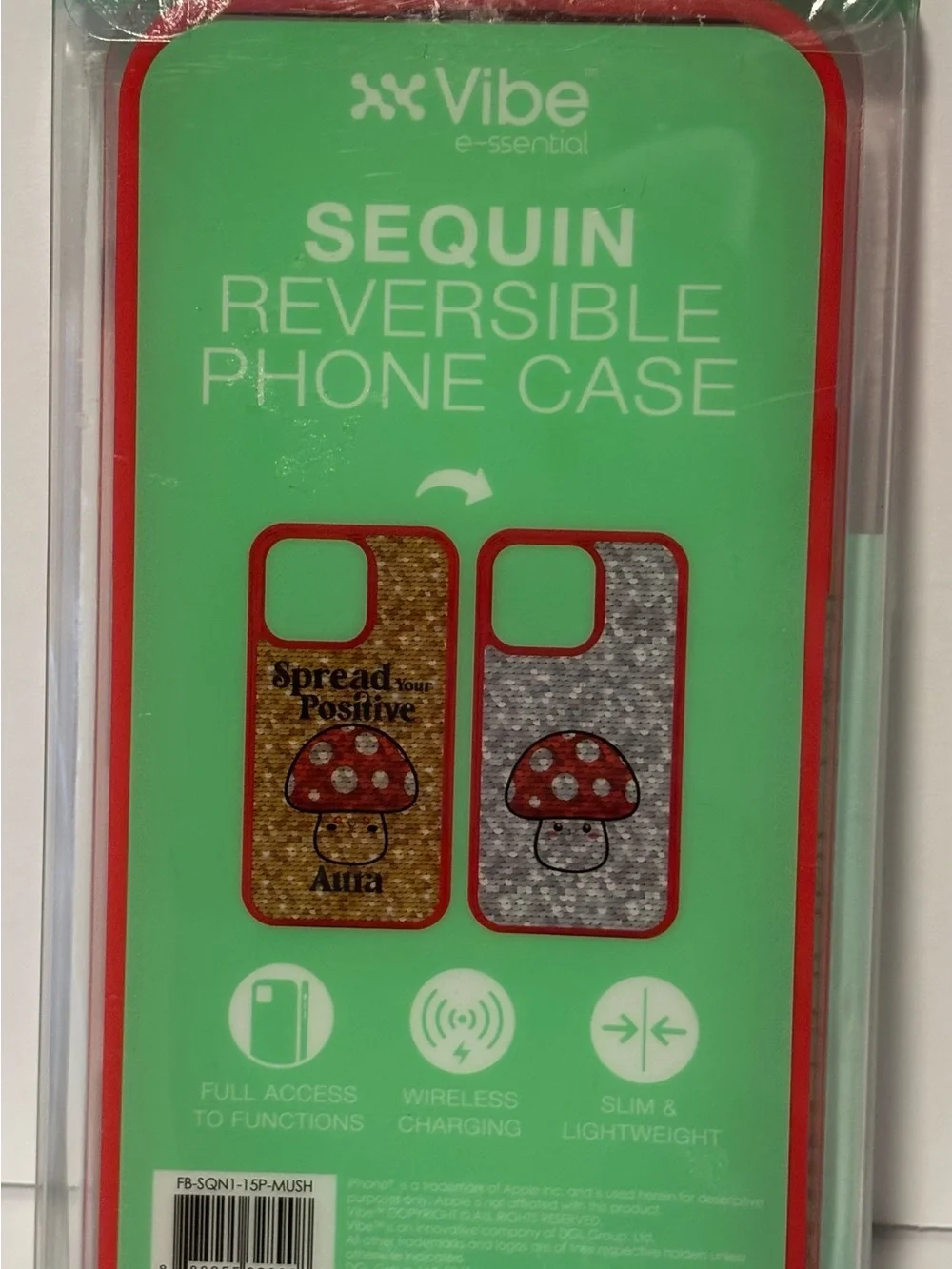 Gold Sequin Phone Case Mushroom Accent see description for phone models